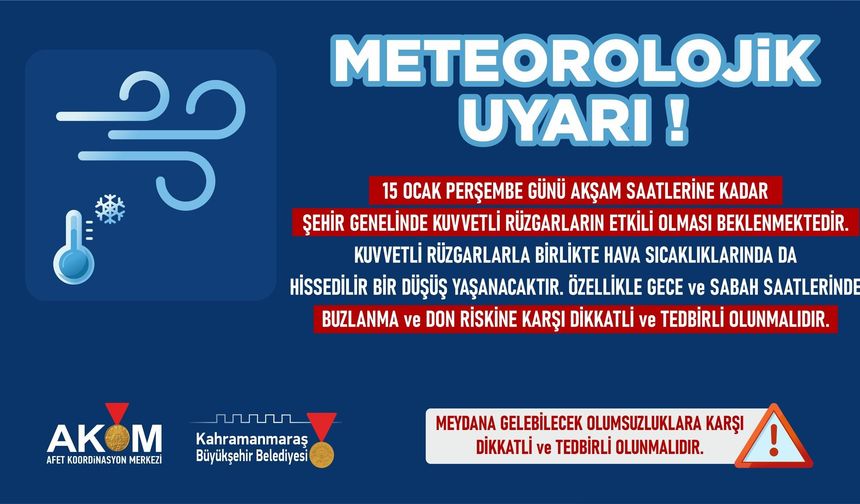 Rüzgâr ve Soğuk Hava Uyarısı; Buzlanma ve Don Riskine Dikkat!
