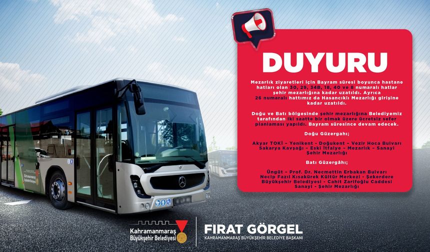 Büyükşehir’den Bayramda Kapıçam Mezarlığı’na Ücretsiz Ulaşım