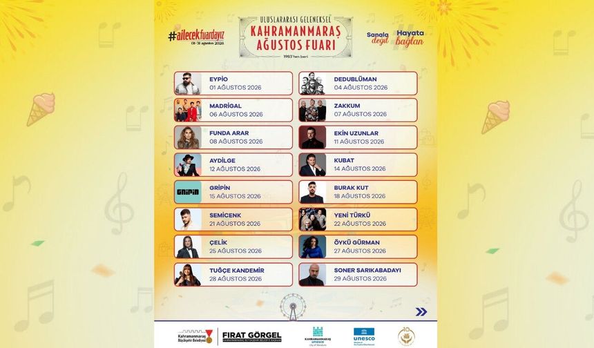 Geleneksel Ağustos Fuarı’nda Kahramanmaraş Müziğe Doyacak